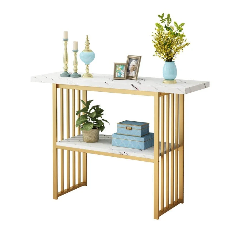 Modern 42-Inch Console/Accent Table with Geometric Metal Legs