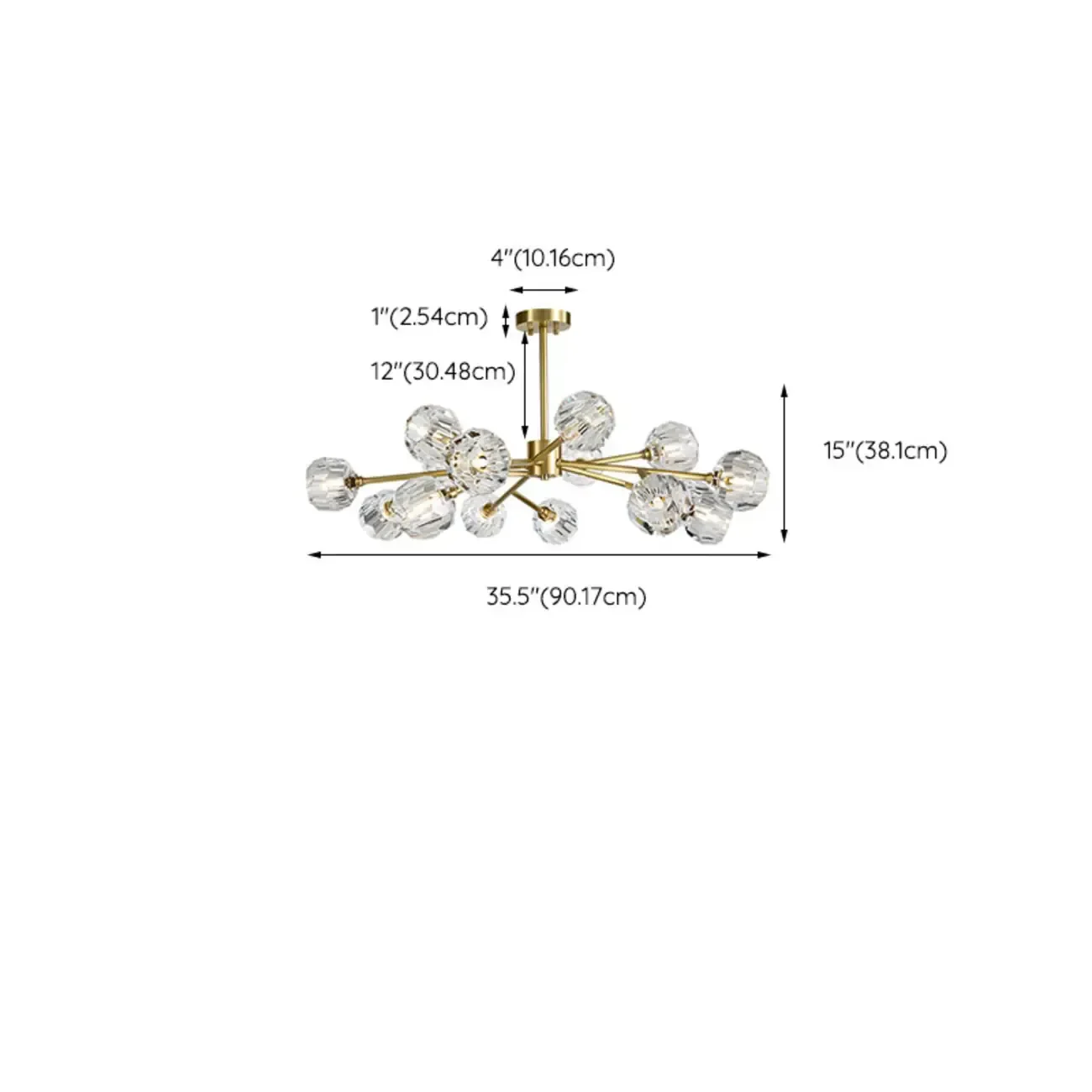 Modern Gold Globe Crystal Sputnik Chandelier