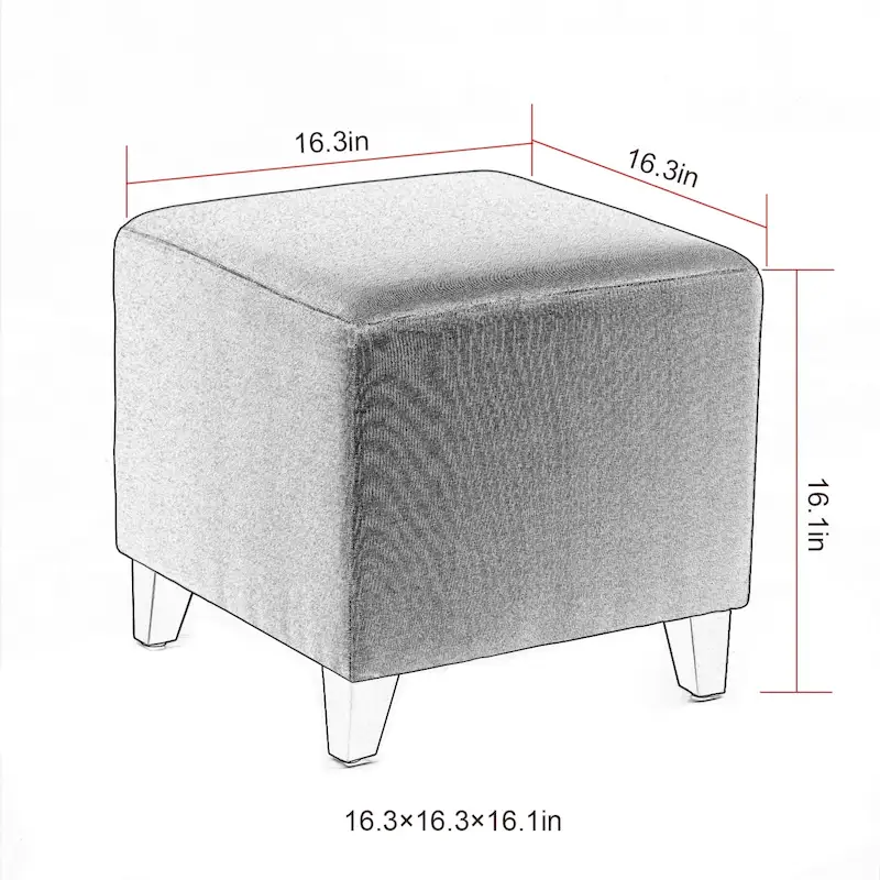 British Style Cube Ottoman Footstool