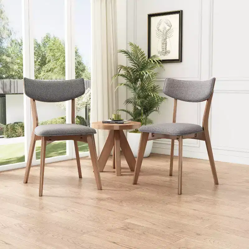 GDFStudio Crystal Rubberwood Upholstered Dining Chairs (Set of 2)