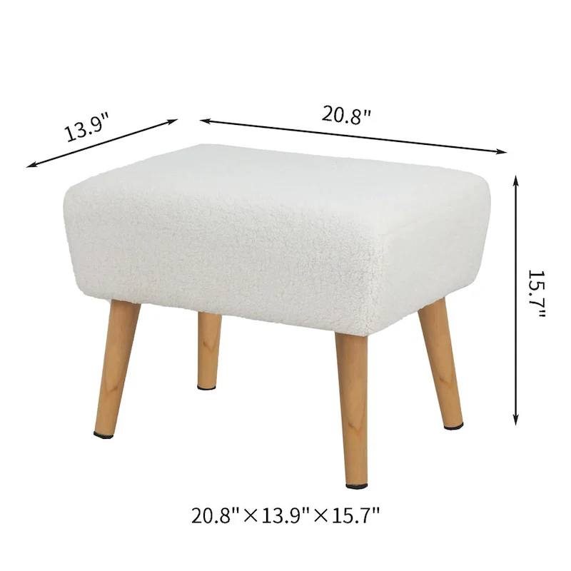 Adeco Ottoman Foot Rest Stool with Wood Legs