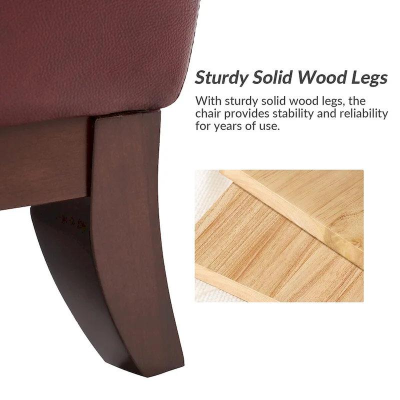 Genuine Leather Tufted Wingback Accent Chair with Nailhead Trim