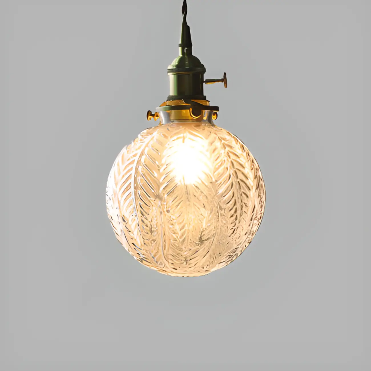 Modern Adjustable Gold Crakle Glass Globe Pendant Light