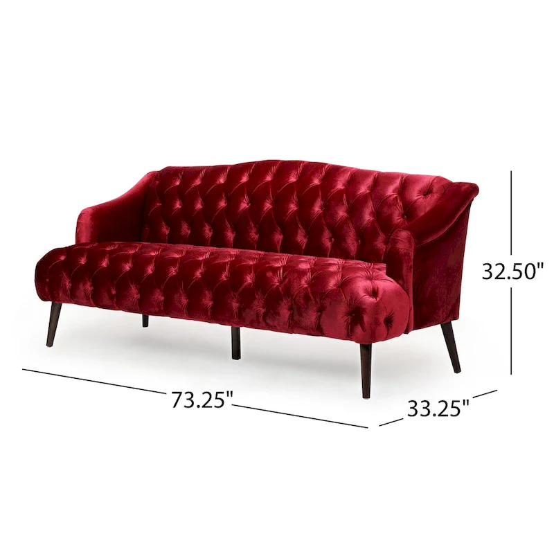 Adelia Modern Glam Tufted Velvet Sofa by Christopher Knight Home