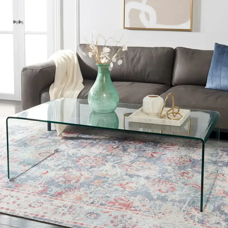 Clear Tempered Glass Modern Minimalist Coffee Table - Single Use