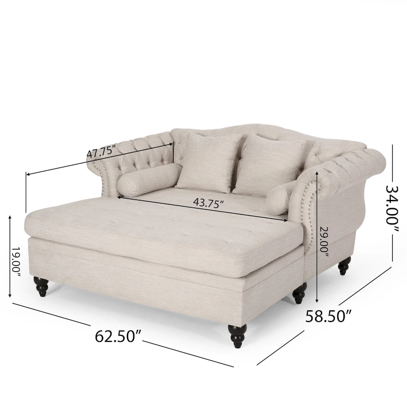 Wellston Tufted Double Chaise Lounge by Christopher Knight Home - 62.50 L x 58.50 W x 34.00 H