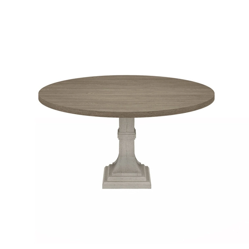 Sane 5pc Dining Table and Chair Set, Fiddleback, Round Top, Gray, White