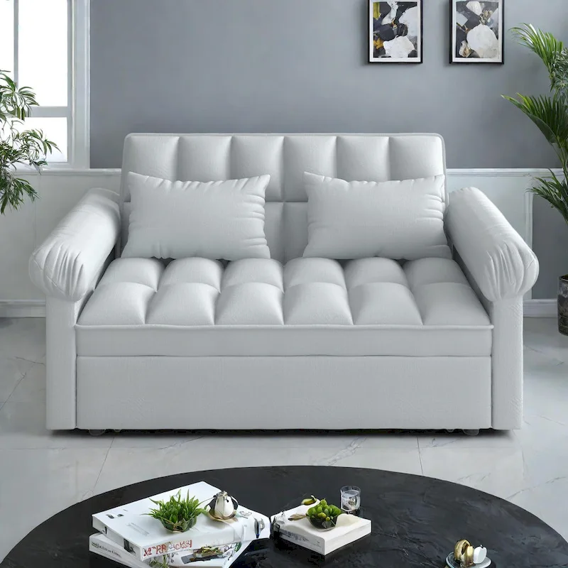 56 Foam Sofa Bed with Pull-Out Sleeper and Adjustable Backrest