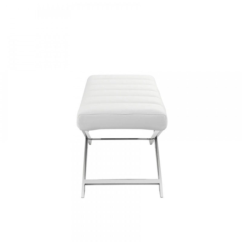 HomeRoots 55  Cream and Wood Brown Upholstered Polyester Blend Bench - 55