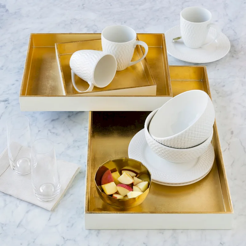 Jahoda White Glam Decorative 3-Piece Tray Set