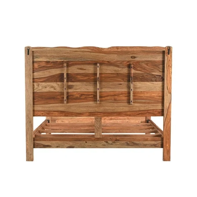 HomeRoots Brown Live Edge Solid Wood King Bed Frame