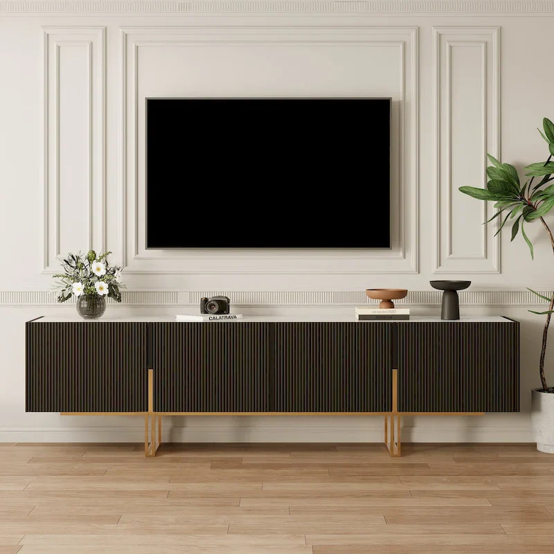 78.7  TV Stand, Entertainment Center with Faux Marble Top