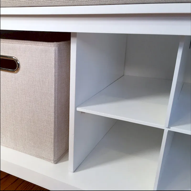 John Louis Home Solid Wood Entryway Bench with 4 Shoe Cubbies White