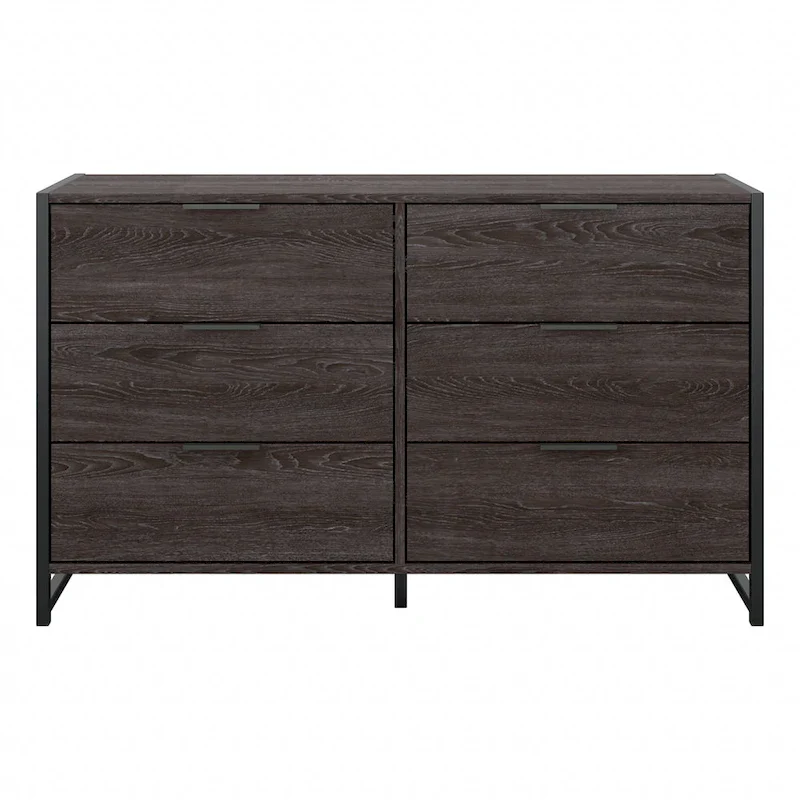 6-Drawer Dresser with Black Metal Frame - 57 Inch