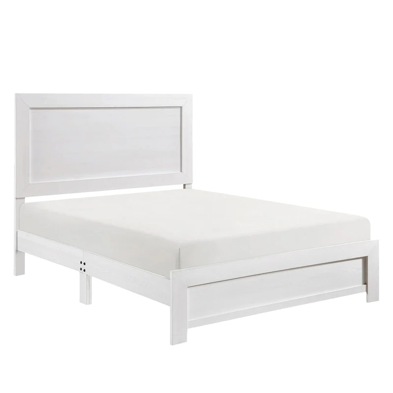 Ko Three Piece Full Size Bedroom Set, Panel Detailings, Black Metal Handles, White
