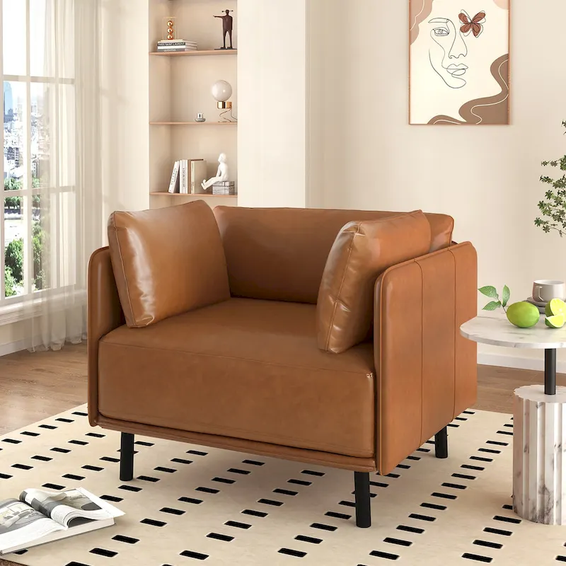 Brown 39.17 Accent Chair with Metal Legs