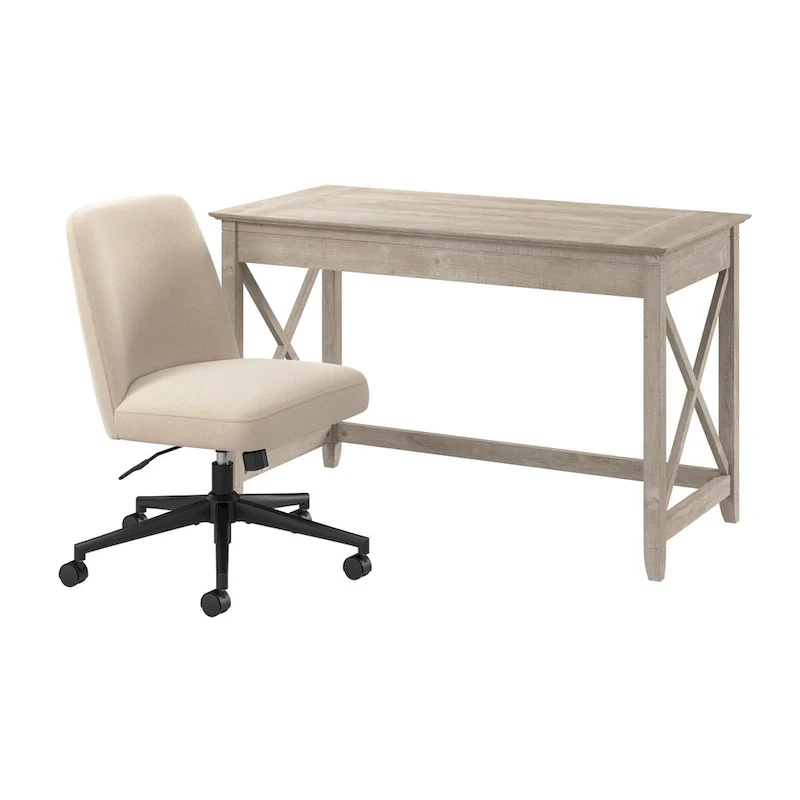 Bush Furniture Key West 48W x 24D Writing Desk and Chair Set