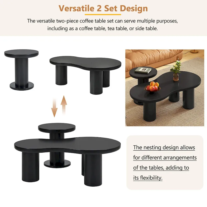 Cloud Coffee Table with Round Small Side Table