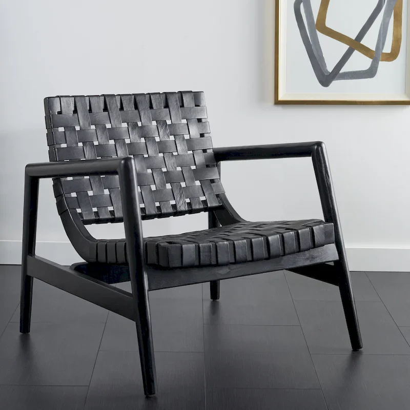 Leather Woven Accent Chair - 30 W x 28 D x 28 H - 30Wx28Dx28H