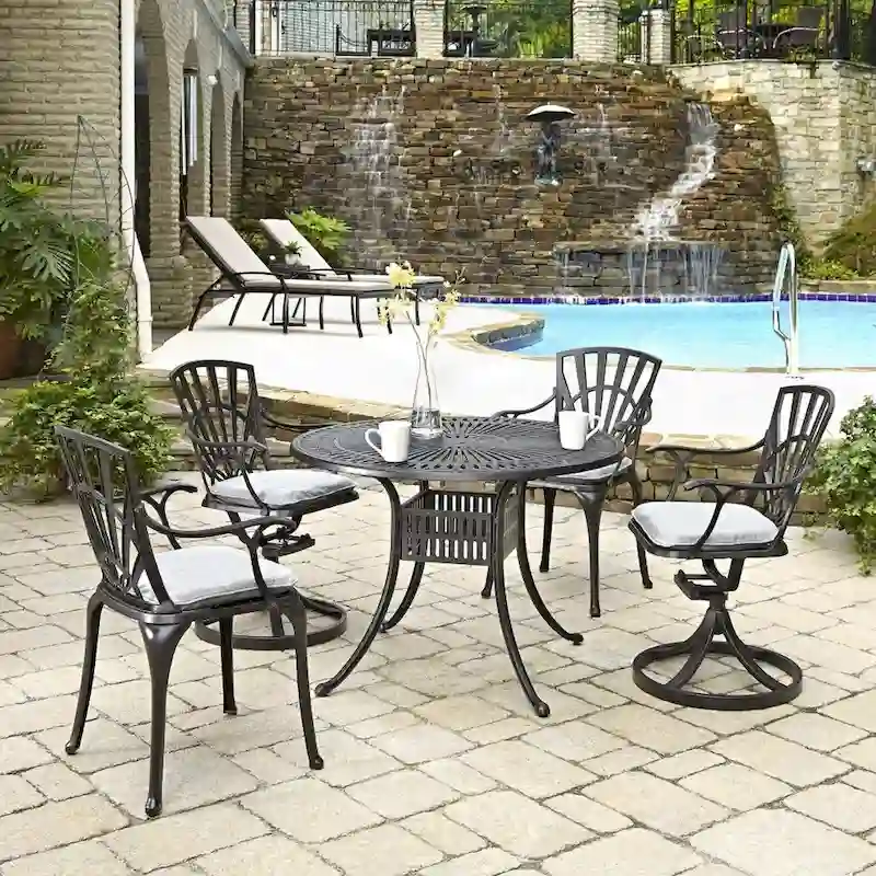 Grenada Charcoal Aluminum 5 Piece Outdoor Dining Set - 42