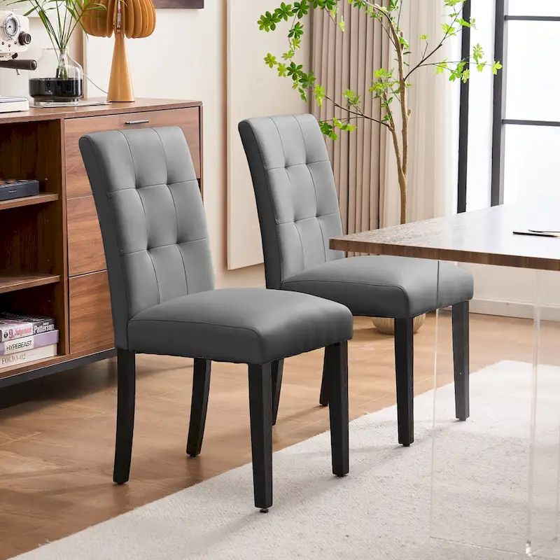 FERPIT Faux Leather Tufted Upholstered Dining Chairs Set of 2 - 17.5W x 23D x 36.5H
