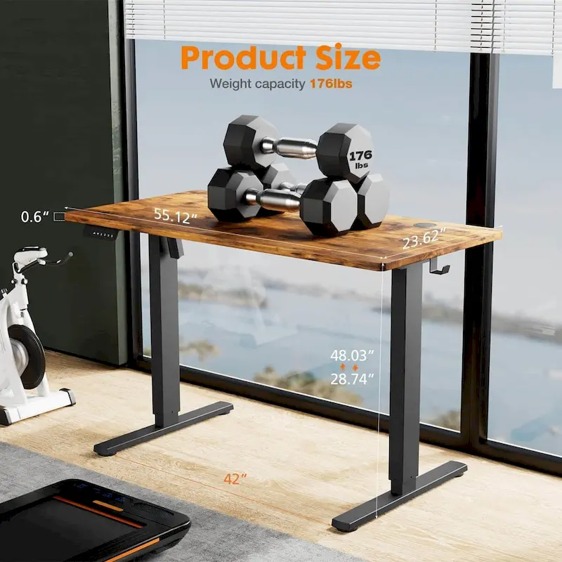 Electric Height Adjustable Standing Desk,Sit to Stand Ergonomic Computer Desk,Black,55 x 24
