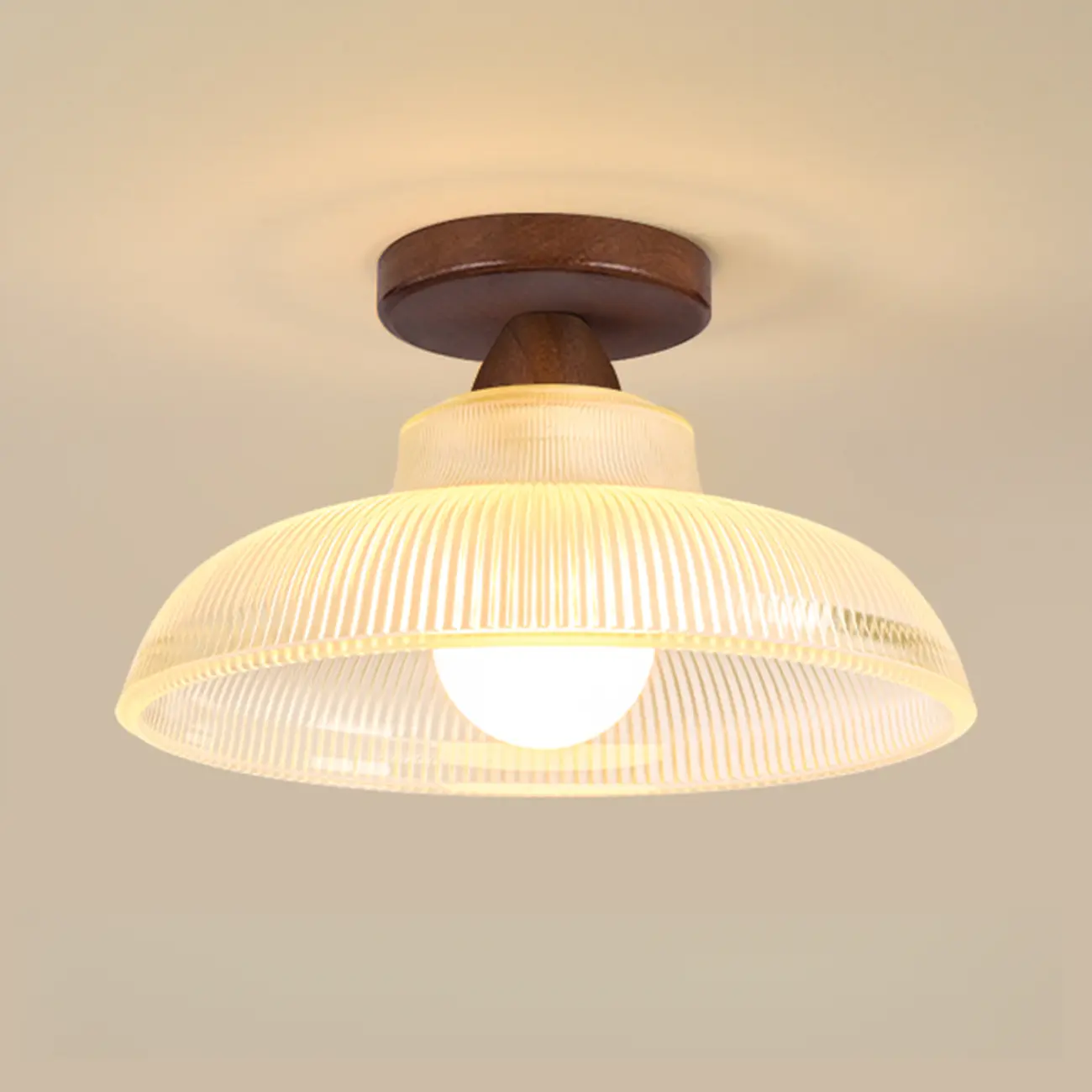 Modern LED Semi-Flush Ceiling Light with Clear Shade