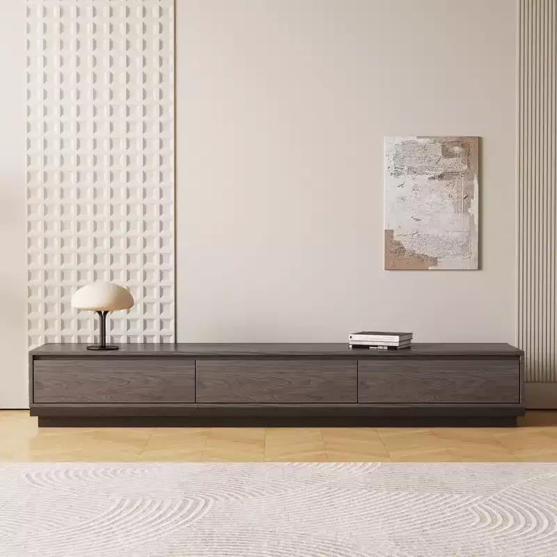 Luck Live Contemporary 78.7in modern expandable TV stand in Dark Walnut, media console with 3 drawers