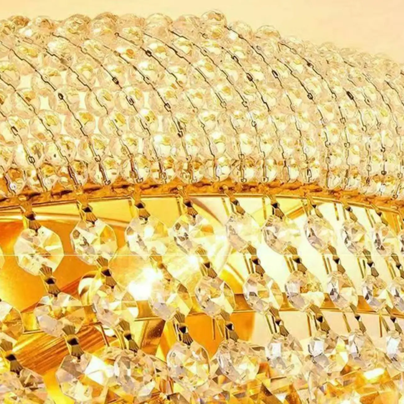 Adjustable Grand Gold Clear Crystal Chandelier