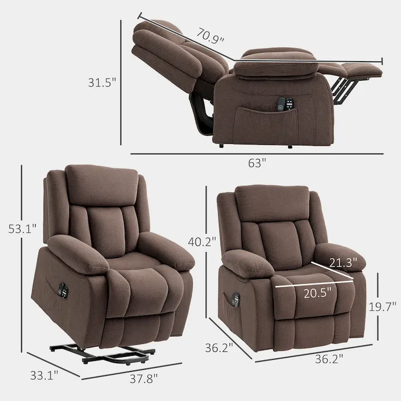 Power Lift Recliner Chair for Elderly with Massage and Heat, Fabric Massage Chair Recliner with Remote Controllers