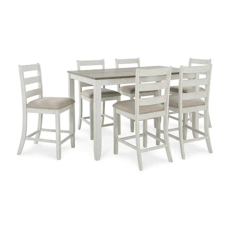 White Counter Height Dining Table and Bar Stools