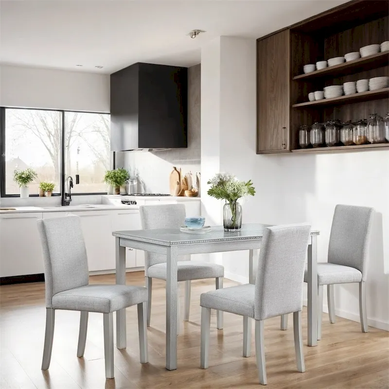 5-piece Wood Dining Counter Height Table and Chair Set