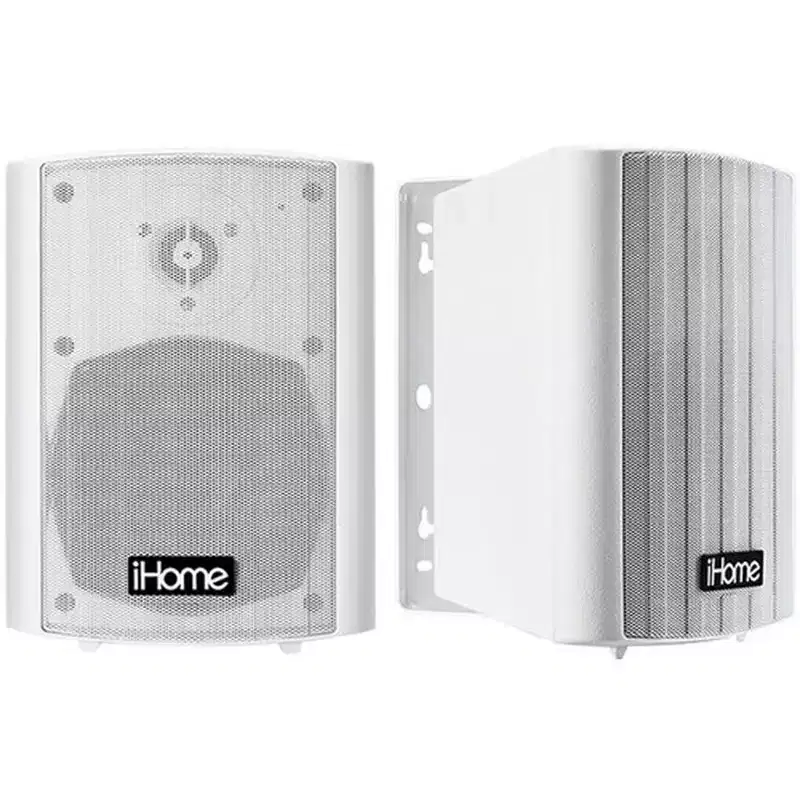 iHome IHSI-W525BT-PR-WHT Bluetooth Weatherproof 150Watt Pair of Speakers, White