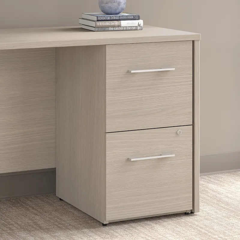 Silver/Taupe/Grey/Brown 2-Drawer Vertical File Cabinet, Single Workspace