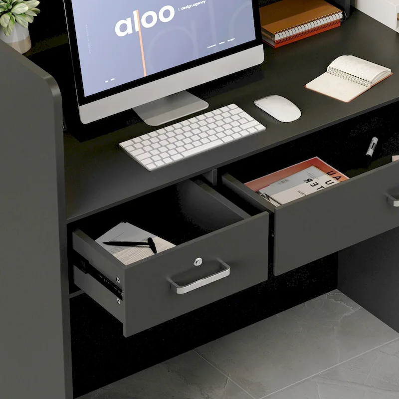 Kerrogee 47.2L Reception Counter Desk with Lockable Drawers Table