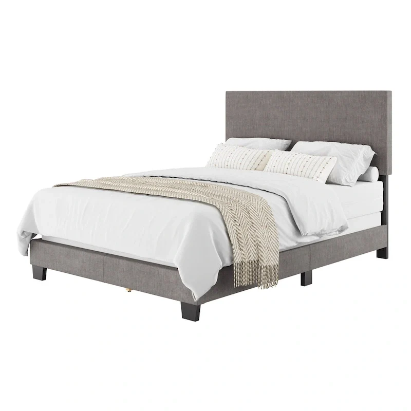 Full/Double Upholstered Bed Frame with Padded Headboard