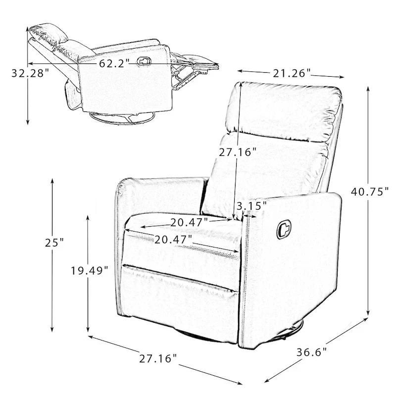 Leather Manual Swivel Recliner