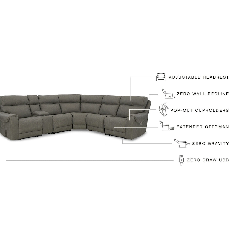 Signature Design by Ashley Starbot Gray 7-Piece Power Reclining Sectional - 112W x 112D x 42H