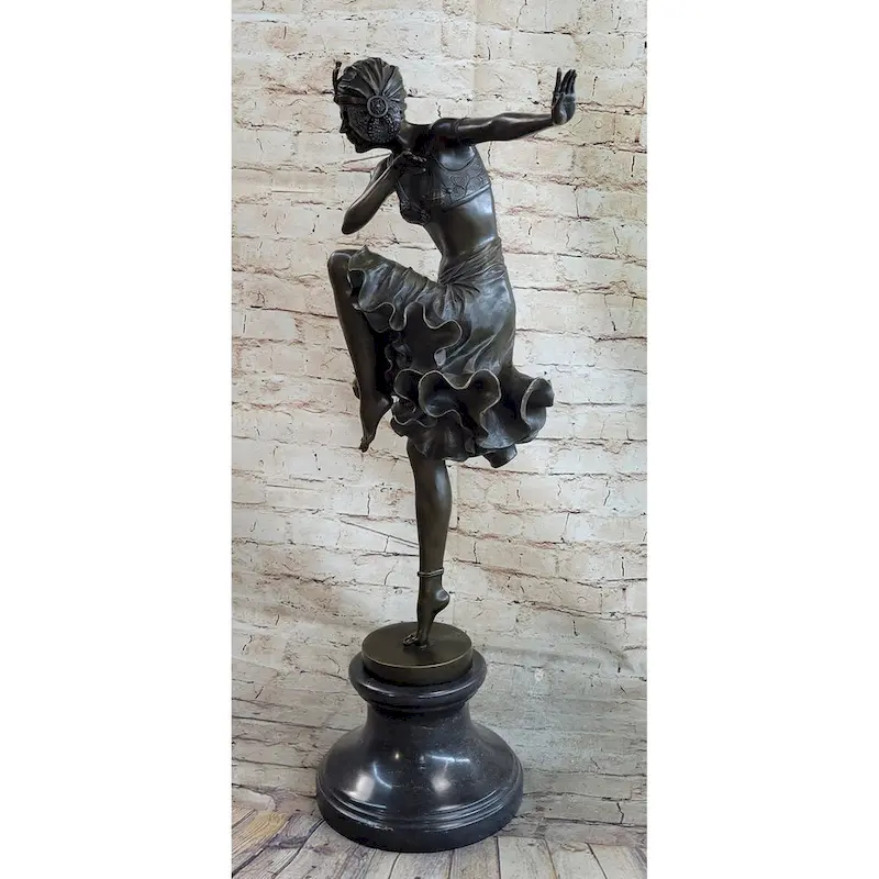 Chiparus Art Deco Bronze Female Dancer Figure Statue Sculpture 27 Inches X 10.5 Inches