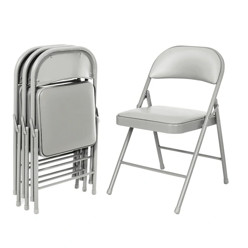 Bernadine Basics Collection Vinyl Folding Chair, Pack of 4