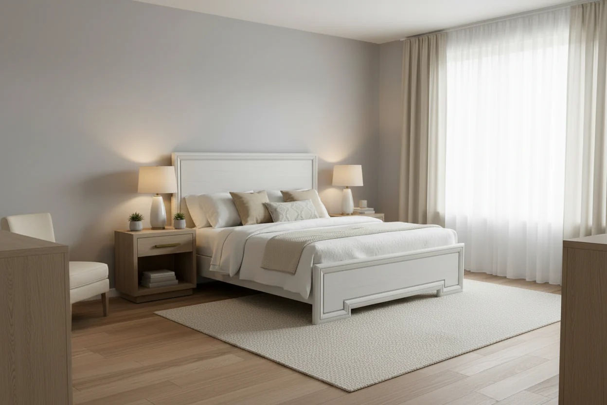 Rustic White Wood Panel Bed