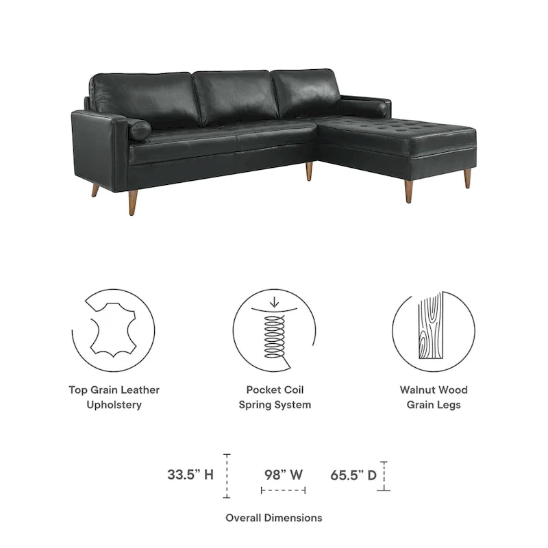 Valour 98 Leather Sectional Sofa
