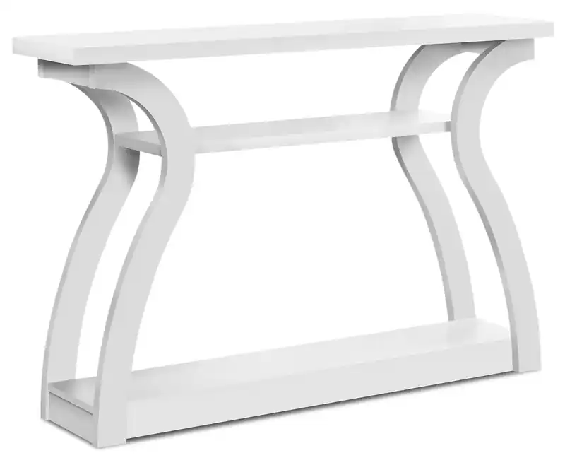 Quinn 47.25 Sofa Table with Shelf - White & Gold