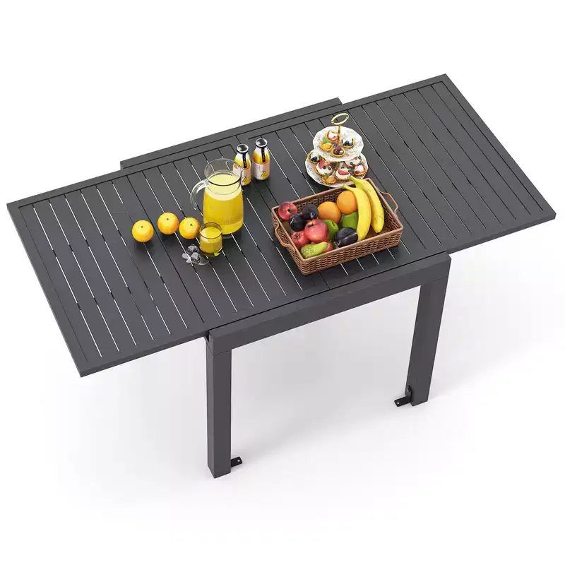 Costway 31.5-63 Expandable Patio Dining Table for 4-6 Person with Slatted Tabletop