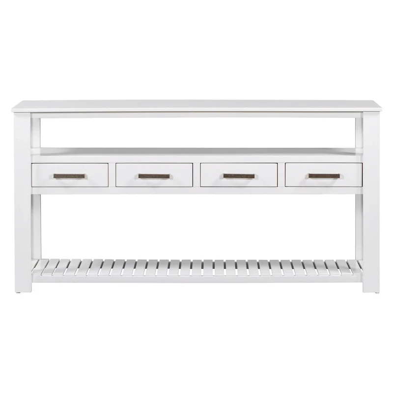62.2 Modern Console Table with 4 Drawers and 2 Shelves