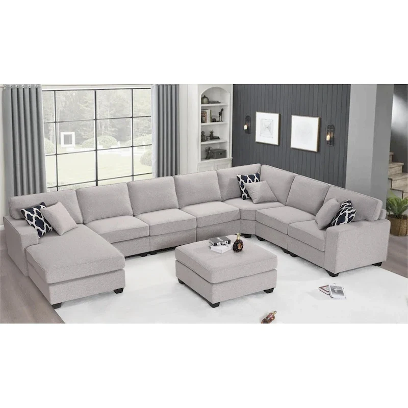 Modular Reversible Sectional Sofa (Grey / Dark Grey / Charcoal / Cream), Multi-Seat