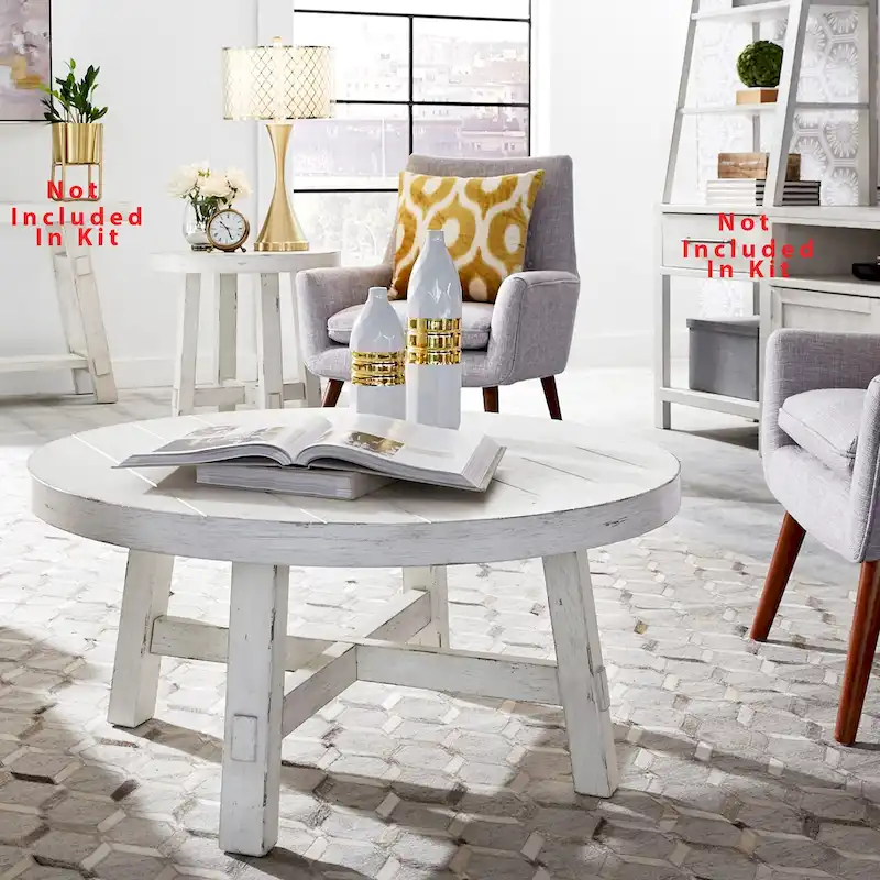 Modern Farmhouse Flea Market White Distressed 3 Piece Set