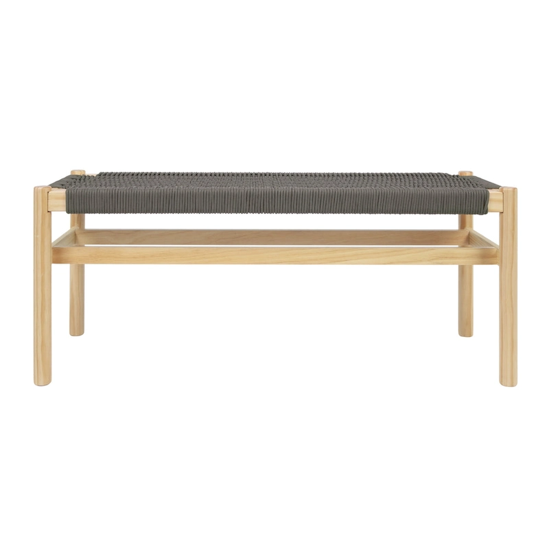 Fernway Solid Wood and Woven Rope Entryway Bench - 43.3 L x 15.0 W x 18.0 H