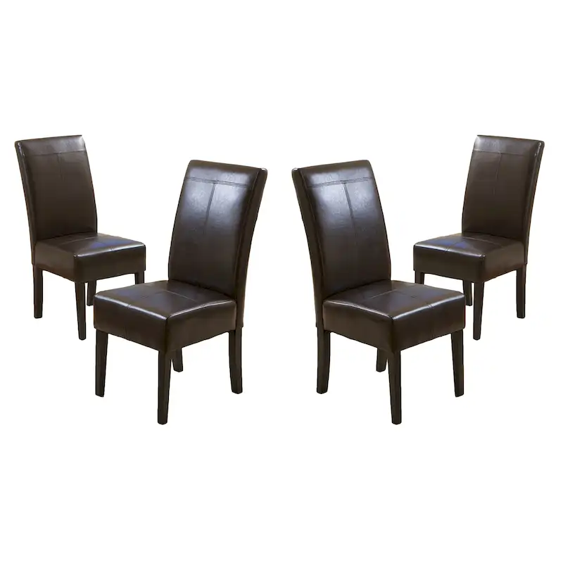 T-stitch Chocolate Brown Bonded Leather Dining Chair (Set of 4) by