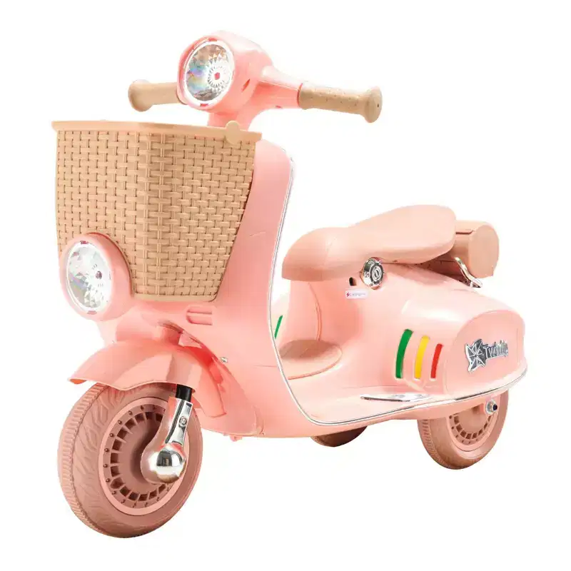Kids Electric Ride On Motorcycle 6V 3-Wheel Motorbike with LED Lights Music and Bluetooth for Ages 3-4